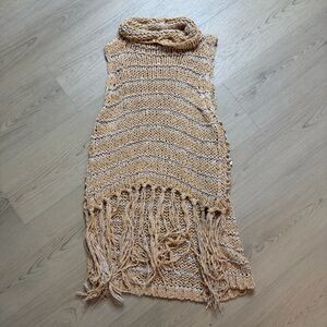Free People Folksong Fringe Knit Vest Boho Top NWT